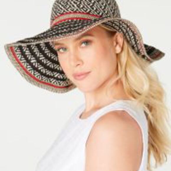 INC Multi pop Stripe floppy Hat-Red - Picture 1 of 3